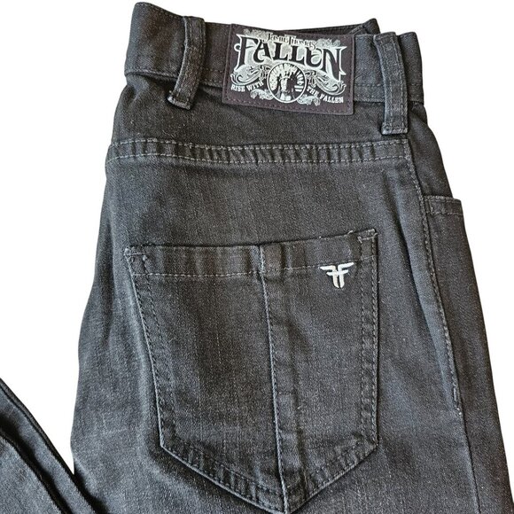 Fallen NWOT Jamie Thomas Straight Leg Black Denim Jeans Sz 26 - Picture 2 of 13